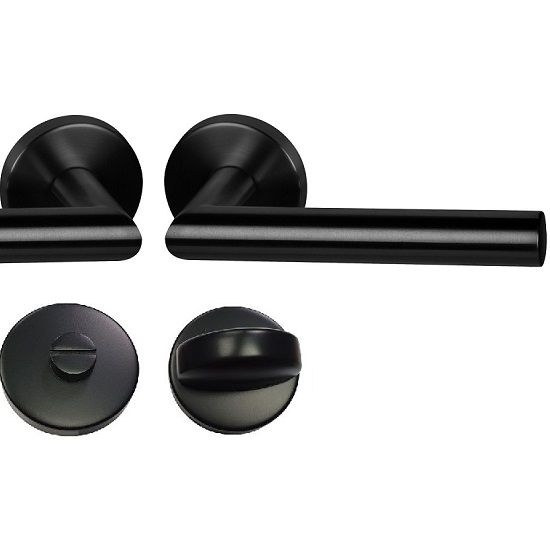 FAIR I-R handle/rose set WC, stainless steel black colour coated