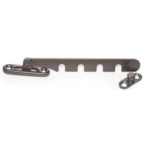 Window ventilation restrictor with pin, dark brown F34