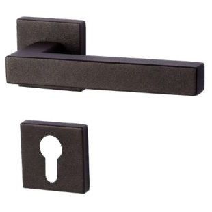 Galina II -Square handle/rose set.PZ, black steel look