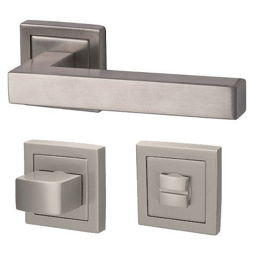 Galina II -Square handle/rose set.WC, stainless steel