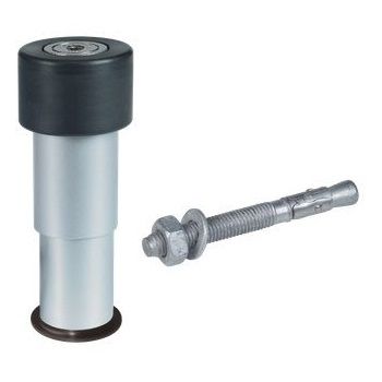 GATESTOP Reguleeritav uksestopper, hõbedane, musta kummiga