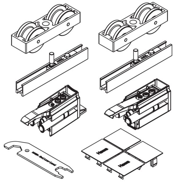 HAWA Junior 100 B Akustika liuguksekomplekt 1 lehe jaoks koos 2 pehme tagasipöördega
