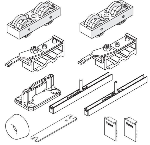 HAWA-Junior 120/B liuguksesüsteem 1 lehe jaoks, 2 tagasipöördega, ilma siinita