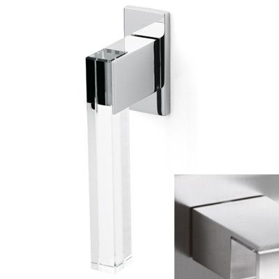Window handle ICE CUBE K223B, chrome-plated, satin + clear polished glass (C6)