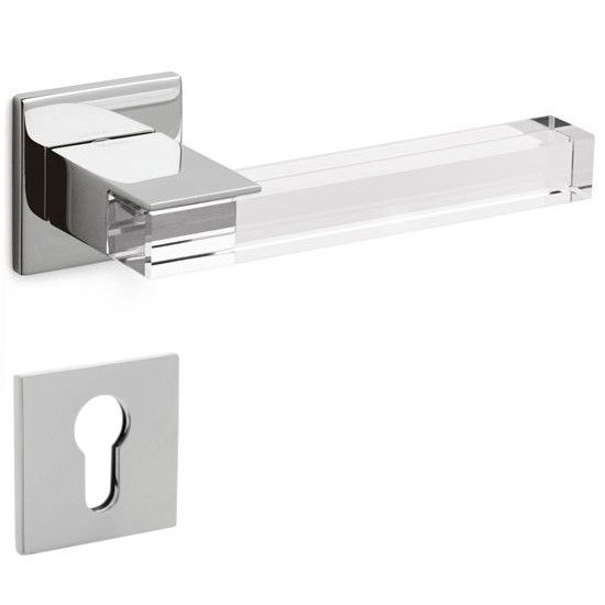 ICE CUBEhandle/rose set. PZ, rose 5 mm, chrome/transparent