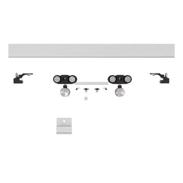 IN.15.258 Sliding door system for HPL panels up to 1500 mm, track 2900 mm, aluminium anodised