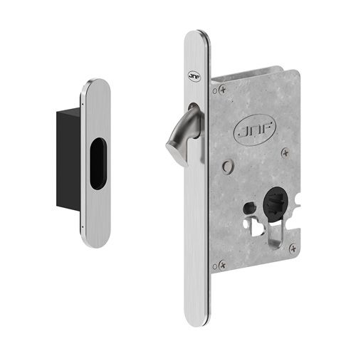 Lock and strike plate for sliding doors, WC 8/50mm, stainless steel