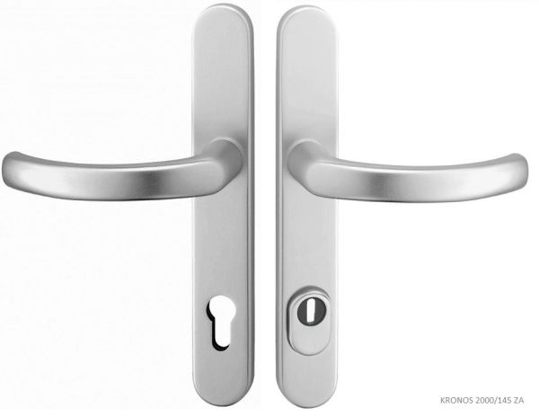 KRONOS 2000 ZA Security backplate set handle/handle with cylinder guard, 8/92 aluminium F1