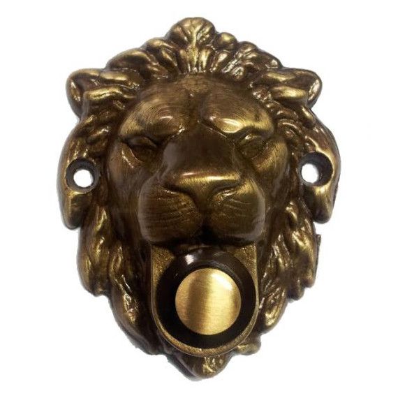 Doorbell button LION, bronzed brass matt