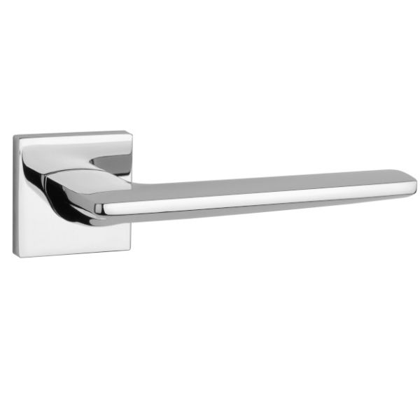 LUNARIA handle/rose set BAC, square rose, 7mm, chrome-plated polished