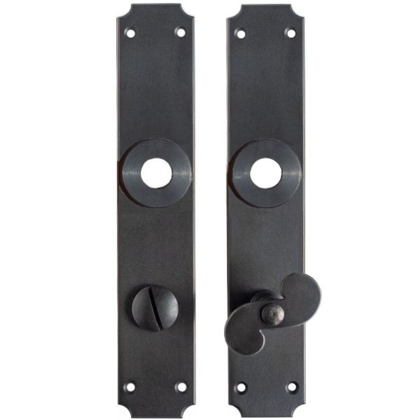 Lingiplaatide komplekt WC uksenupuga 002, sepistatud terasest must, KÄSITÖÖ