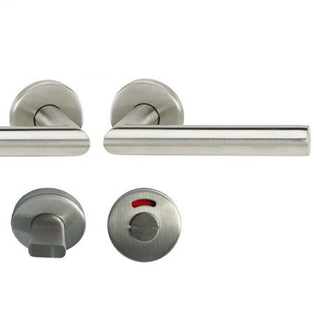 Mailand-R handle/rose set.WC with indicator, stainless steel