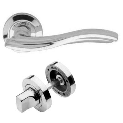 MARINA käepide/roseti komplekt 102 WC 233NT, messingist poleeritud kroomitud