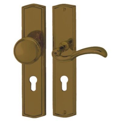 Security handle set with doorknob PZ8/72mm, brass antique