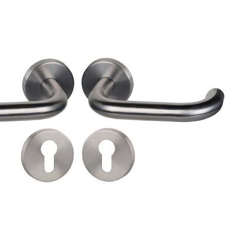 PAULA II-R, handle/rose set PZ FS fireproof doors, stainless steel with PVD ABACO