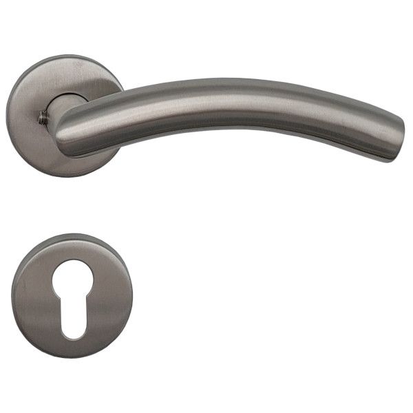 Peking II handle set with roses PZ, stainless steel matt