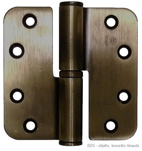 RDBB807 butt hinge, 89x89x3mm, 100kg, round corners, bronze-plated steel, left, BSW