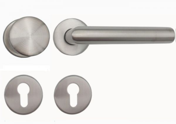 RIVA 103 FS WE fire safety door handle set with roses PZ and door knob K7, 9mm, class 4, stainless steel
