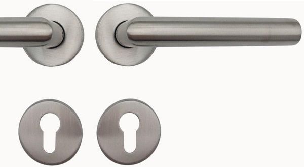 RIVA 108 FS fire safety door handle set with roses PZ, 9mm, class 4, stainless steel