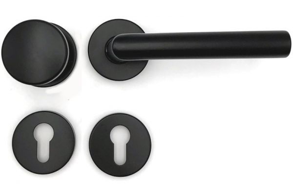 Handle/roses set with doorknob RIVA-108 WE Class 4, aluminium F14 black