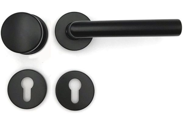 Handle/rose set with doorknob RIVA-108 WE Class 4, PZ, for fire-proof doors, aluminium F14 black