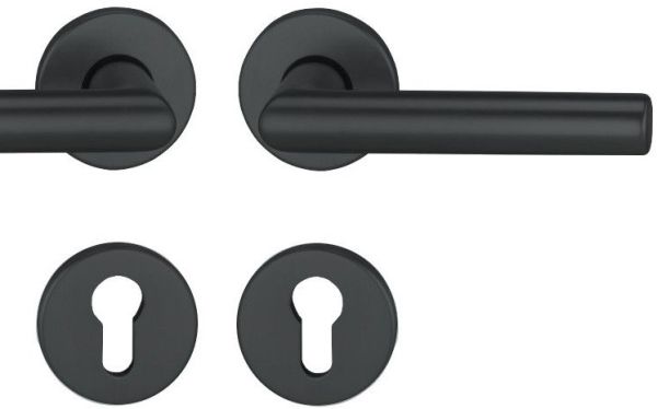 Handle/roses set RIVA-108 PZ Class 4, for fire-proof doors, aluminium F14 black