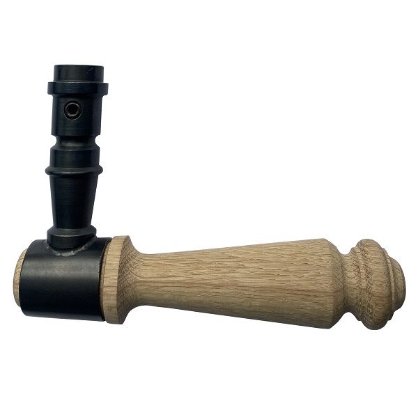 320L käepide (1 tk), sepistatud terasest must / heledast tammepuust lakkimata, KÄSITÖÖ