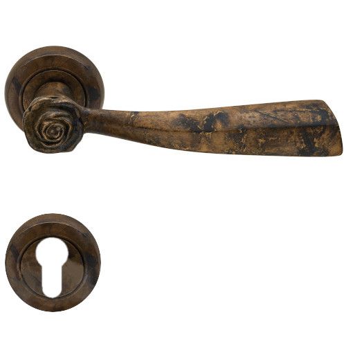 ROSE handle set with roses 108 PZ, aged brass