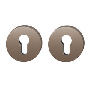 Pair of key roses PZ atslēgas, aluminium anodized, medium dark bronze tone blasted S5