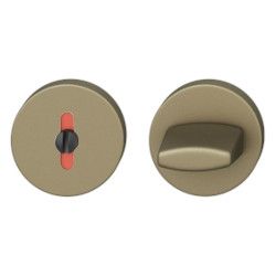 Pair of key roses WC with knob and indicator, aluminium anodized, medium dark bronze tone blasted S5