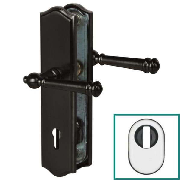 SICURA MOUNT backplate set for exterior doors,with handle/handle, PZ92mm with security disc, matt black