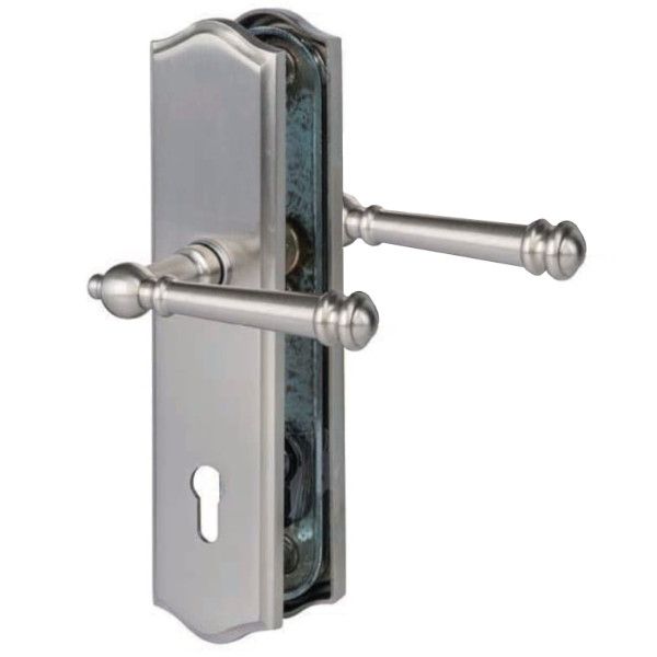 SICURA MOUNT turvalingiplaatide komplekt välisuksele, käepideme/käepidemetega PZ/72, harjatud messingist roostevabast terasest