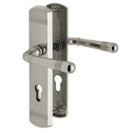 SICURA SCARLET backplate set for exterior doors,with handle/handle, PZ72mm,without security disc, brass matt stainless steel look NTM-PVD