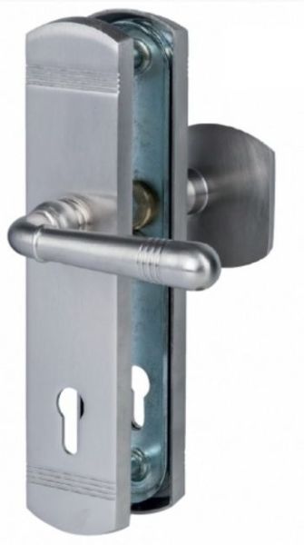 SICURA SCARLET exterior door handle set with door knob, without cylinder security disc, PZ72, brass matt stainless steel look NTM-PVD