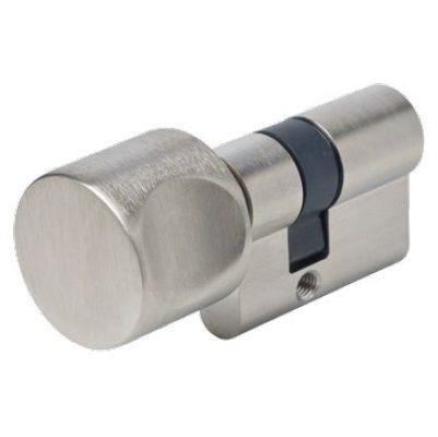 Profiilsilinder koos nupuga klaasukse jaoks, P18/26 nupp lüüsi (lühikesel) küljel, nikeldatud