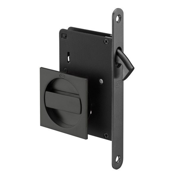 Sliding door lock with WC knob, square roses, anthracite (BA)