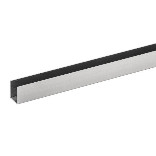SM.102 U-shape profile for 10 mm panels, 10x12.5 mm, length 3050 mm, stainless steel satin