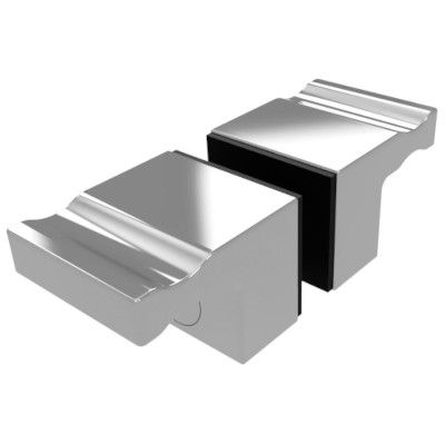 SQUARE door knob for glass doors, aluminium bright chrome-plated