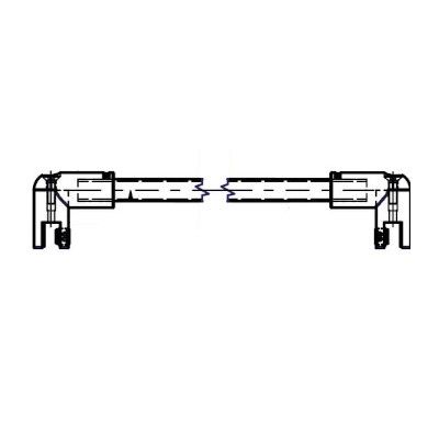 Stabiliseerimisriba klaas/klaas 90°, 1240 mm, heledalt kroomitud
