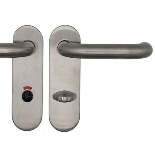 Door handle set TARGA/K-103 with short backplates WC 8/78, stainless steel