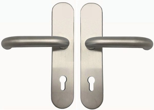 Fire safety door handle set TARGA/L-103 PZ 9/72, stainless steel