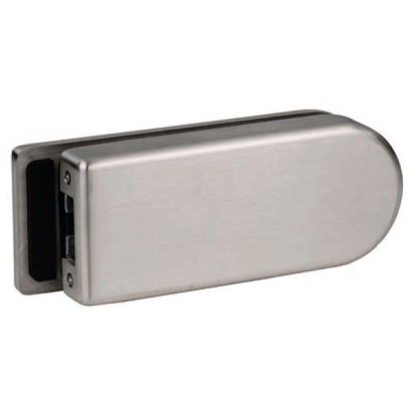 Glass door strike box, stainless steel
