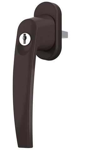 Window handle with key VICTORY, brown RAL 8019