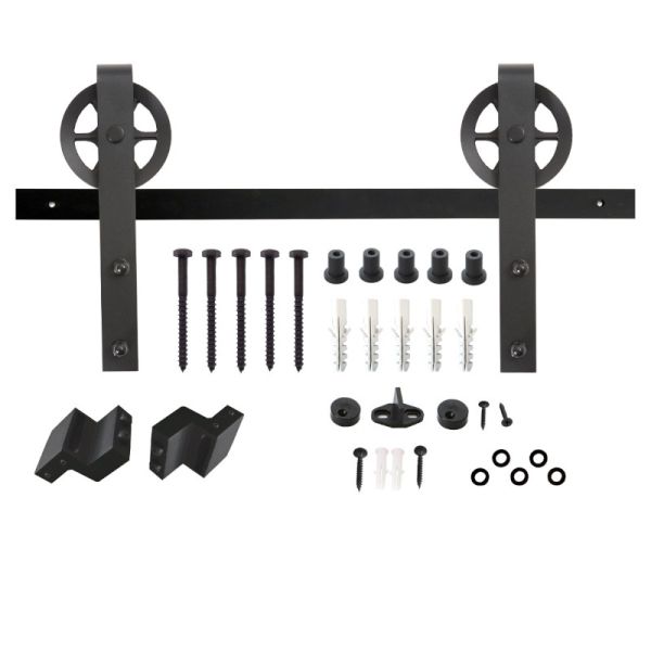 Sliding door set SPOKE WHEEL, 200 cm / 340 mm, black