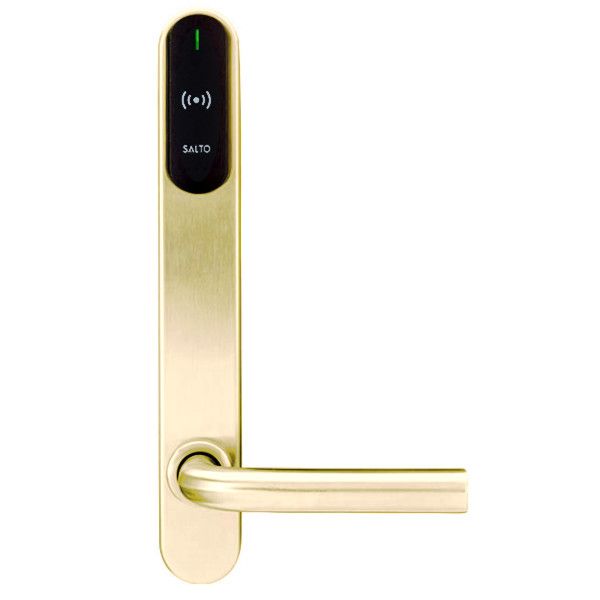 XS4 Smart backplates with handles for Scandinavian standard locks, brass colour