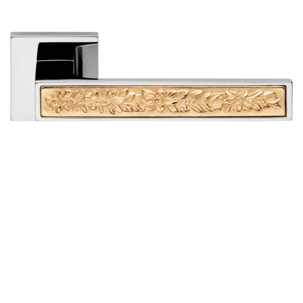 ZEN FUSION handle set with roses 019 BAC, polished chrome + gold plated (CZ)