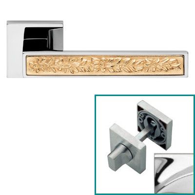 ZEN FUSION handle set with roses 019 WC, polished chrome + gold plated (CZ)