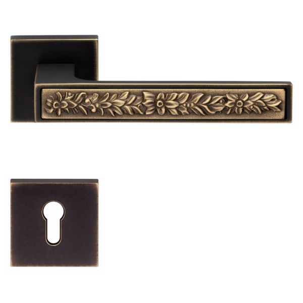 ZEN FUSION handle set with roses 019 PZ, matt bronze + patiné mat (NP)