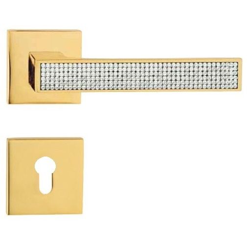 ZEN MESH käepideme komplekt rosetidega 019 PZ, kullatooniga messing + kristallid